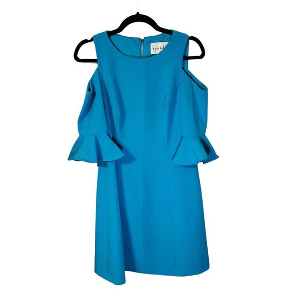 Nicole Miller New York Cold Shoulder Turquoise Blue Sz 6 - Picture 4 of 7
